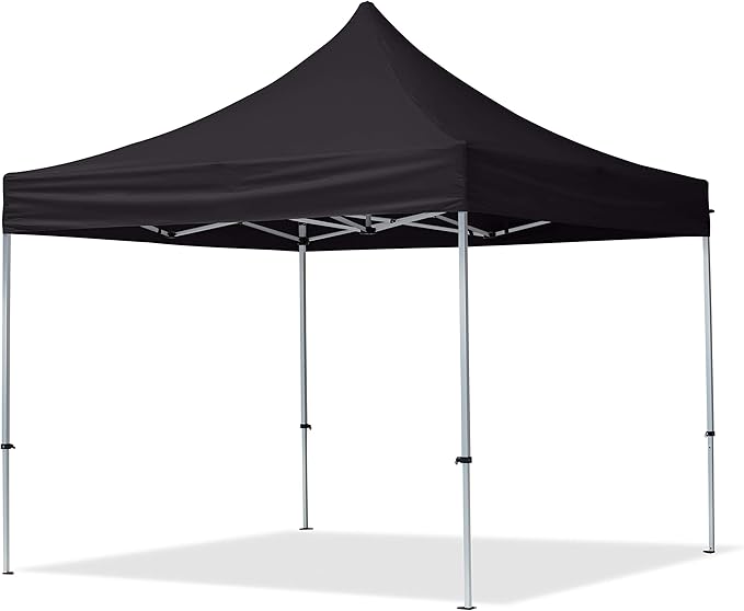 10x10 ft PES 700 Pop up Canopy Tent Economy Aluminium 1.3 in., incl. 4 Sidewalls with Panorama Windows, Black