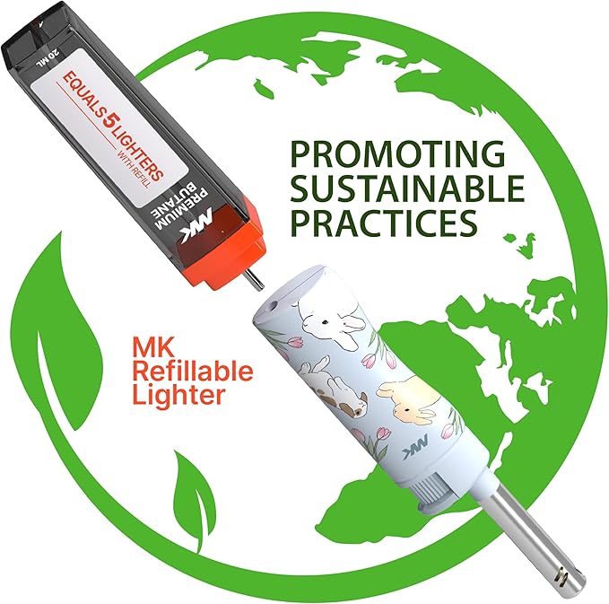 MK Lighter Candle Lighters, Windproof Flame, Ideal as Lighters for Candle, Camping Lighters, Outdoor, Butane Refillable (Charm-5PC)