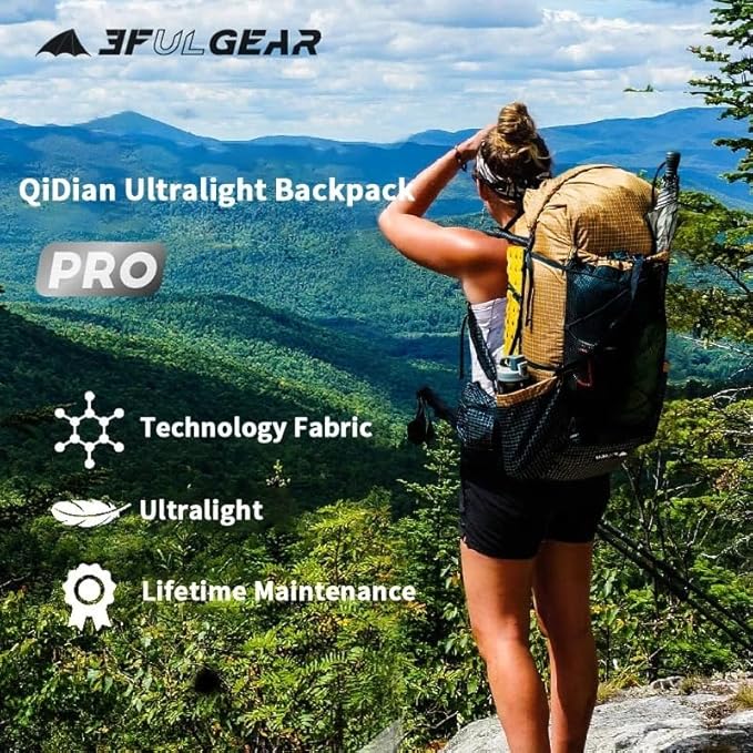 3F UL GEAR QiDian Pro UL 46+10L Backpack Outdoor Climbing Bag Camping Hiking Bags UHMWPE ultralight (Khaki)