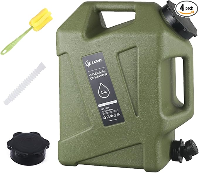 5 Gallon Water Jug with Spigot โ BPA-Free Camping Water Container, Leak-Proof Water Storage Tank, Portable Overlanding Gear for Outdoors, Hiking, Emergency, BBQ & Home Use