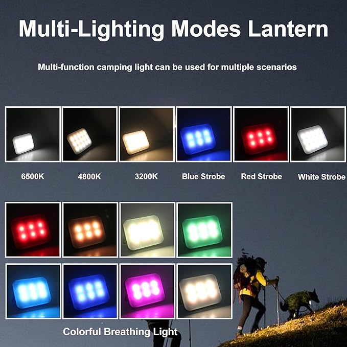 Mini Tent Lights, Led Rechargeable Camping Lantern, Hanging Lantern Portable Camping Lights for Power Outages, Emergency, Tent, Outdoor (White)