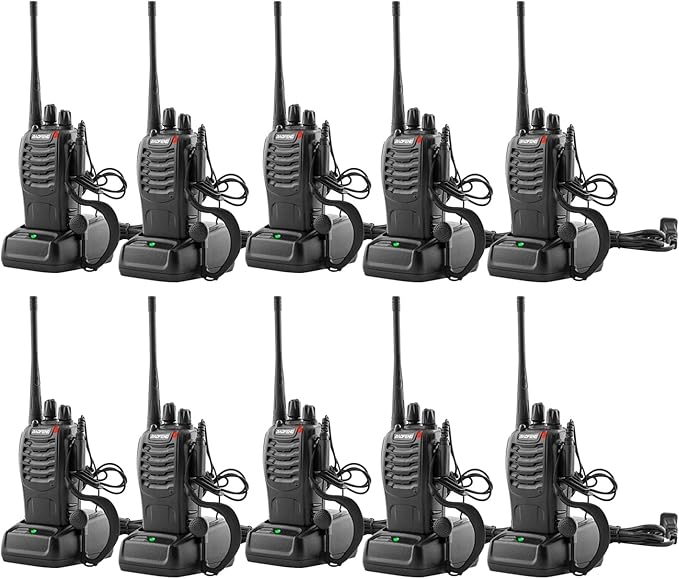 Walkie Talkies Baofeng 888S Radio Rechargeable Walkie-Talkies Long Range with Earpieces for Adults, 2 Way Radios Kids walkie talkies 10 Pack