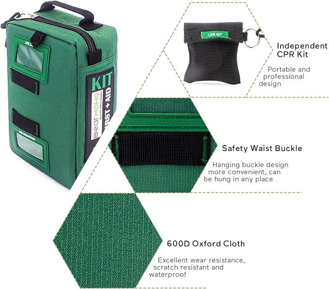 255PCs Compact First Aid Kit Emergency Survival Trauma Kit Medical Kit with Labeled Compartments for Boat Car Camping Hiking Travel & Backpacking