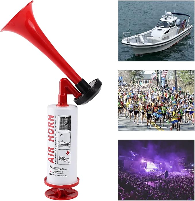 FARBIN Portable Air Horn pump Air Horn for Bear Dog Aluminum+ABS Loud Sound Hand Held Signal Horn Reusable Air Horns Safety Horn for Boating, Sports Events, Camping, Graduation