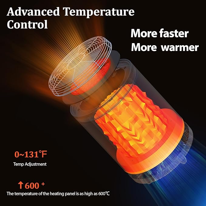 Space Heater Indoor, Portable electric fireplace heaters with 3D Flame Effect, Heating and cooking outdoor use, Remote Control, 1300W Safe and Quiet Far infrared Heate for Office Bedroom Home