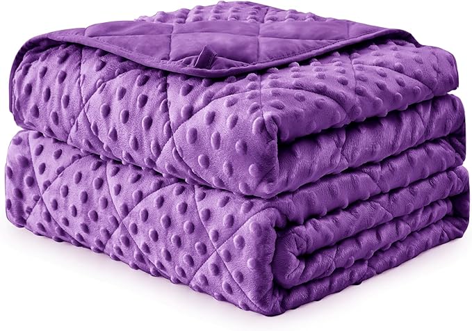 Weighted Blanket for Adults (12lbs, 48"x72" Twin Size) - Breathable Minky Heavy Blanket for 110-130lbs with Premium Glass Beads - Soft Thick Blanket for All-Season Sleeping - Purple