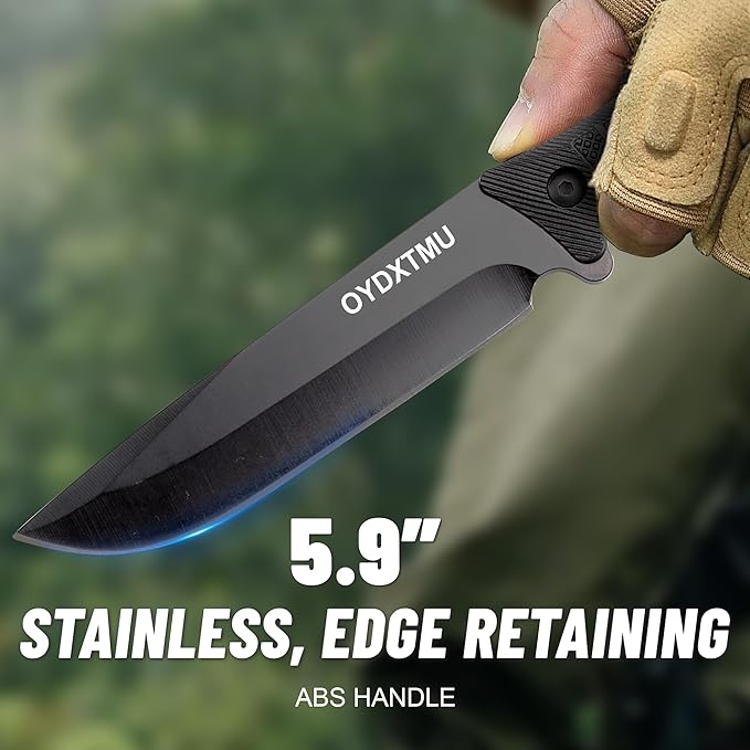 11" Fixed Blade Tactical Knives with Sheath,Hunting Knife with High Carbon Steel Blade, Non-Slip Handle, Lanyard Hole, Camping Knives for Hiking, Outdoor, Hunting, Survival, Adventure,EDC,Bushcraft