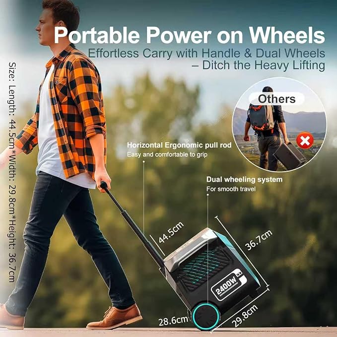 IEE P2400 Portable Power Station with 1x400W Solar Panel,2400W AC Outlet(Peak 5000W),1800W 1.2H Fast Charge,2048WH Lifepo4 Battery,5-8MS EPS Switch Below 30DB Solar Power Generator for Home Backup,RV.