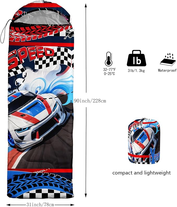 Print sleeping bag,sleeping bags,Outdoor Camping Sleeping Bag,Suitable For Children Boys And Girls Portable,Waterproof,Compact And Lightweight,Great For Outdoor Camping,Backpacking And Hiking