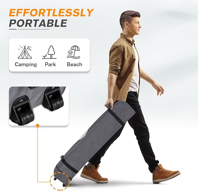 EAGLE PEAK Pop Up Canopy Tent with 1 Sidewall, Easy Setup Event Tent, Outdoor Sun Shade, Wheeled Carry Bag, Stakes and Guy Ropes, Instant Canopy 6.6x6.6, American Flag