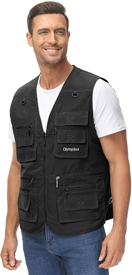 Lentta Men's Fishing Vest Summer Outdoor Lightweight Work Photo Vest 16 Pockets