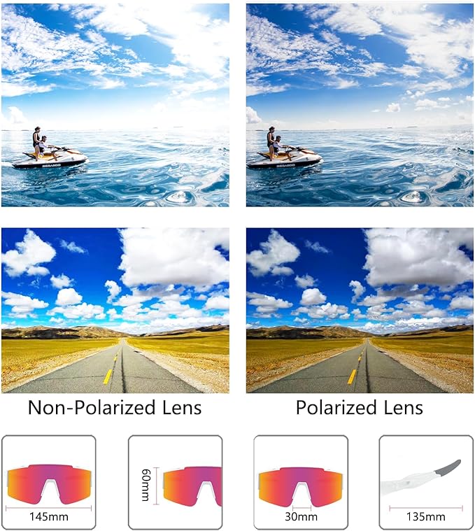 OULAIQI Cycling Sunglasses Polarized Sunglasses for Cycling Men Women with 1 Lens or 3 Interchangeable Lens Baseball Glasses