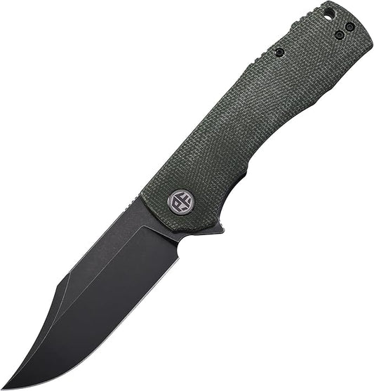 Petrified fish PFP03 Victor,3.58" K110 Satin Blade,140g Micarta Handel Flipper Liner lock Folding knife (Green Dark Stonewashed)