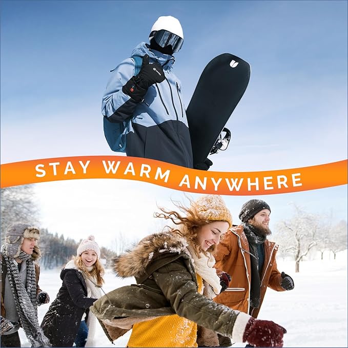 SAVIOR HEAT Heated Gloves, 3-Heating Levels Rechargeable Heated Ski Gloves for Men & Women, Touchscreen Water-Resistant 7.4V 2200mAh Electric Hand Warmers, Ideal for Skiing, Snowboarding, Working