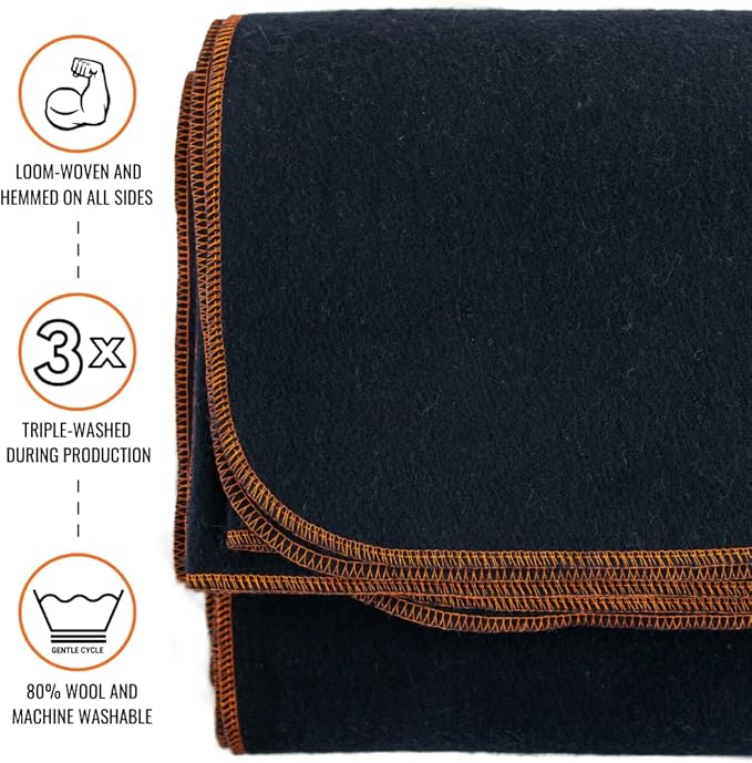 Arcturus Military Wool Blanket - Warm, Thick, Washable - Great for Outdoors, Camping, Stadium Blanket, Picnics, Travel - Car & Bushcraft Survival Kits, Large 64" x 88" 4.5 lb