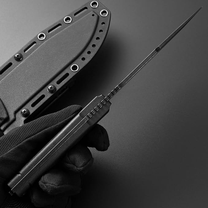 GTK3 Fixed Blade Knife AUS-8 Steel Blade Nylon Fiberglass Handle Full Tang EDC Tool Knifes for Outdoor Camping Survival Adventure Bushcraft (black)