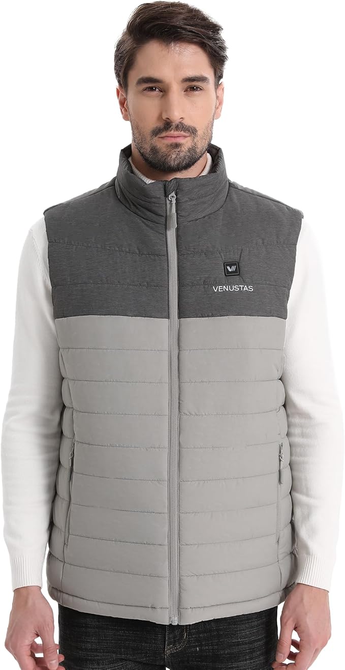 Venustas Men's Heated Vest with Battery, Up to 20 Hours of Warmth, Winter Quilted Vest for Outdoor