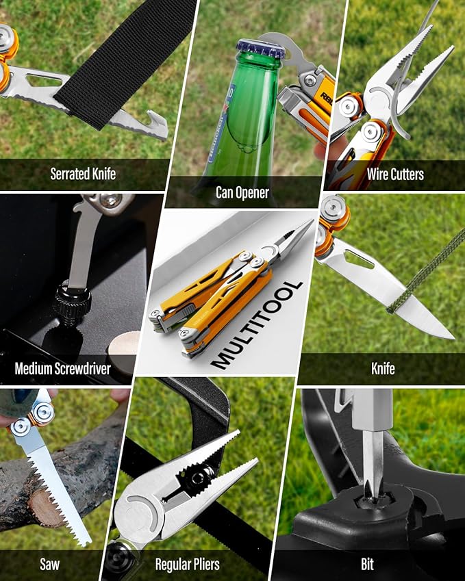 Multitool, 21-in-1 Multi Tool Pliers with Safety Locking and Spring-Action Scissors, Heavy-duty Stainless Steel Multi-tool Set with Nylon Sheath for Work, Home, Garden, DIY & Auto
