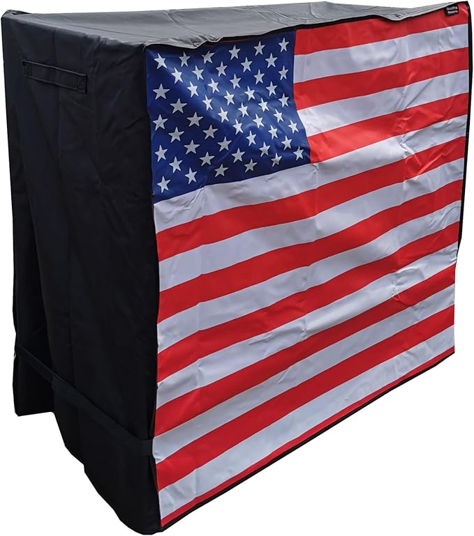 Waterproof 80 Qt Rolling Cooler Cart Cover Fits Most Patio Ice Chest Party Cooler Upto 34L x 20W x 32H inch- American Flag