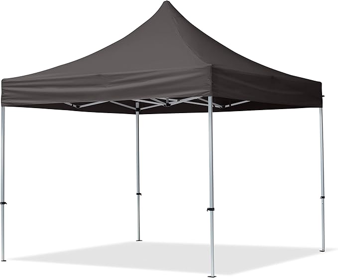 10x10 ft PES 700 Pop up Canopy Tent Economy Aluminium 1.3 in., incl. 4 Sidewalls with Panorama Windows, Dark Gray