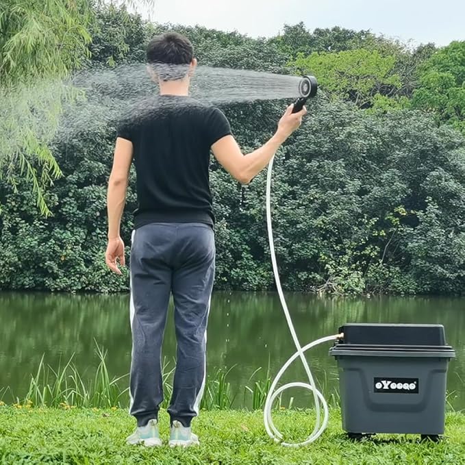 Multi Functional Cleaning Equipment 10-Gallon Water Tank: Outdoor Portable Shower, Car Washing, Pet Bathing,Watering Flowers- with Battery Display,Wheels, Handles, Storage Box