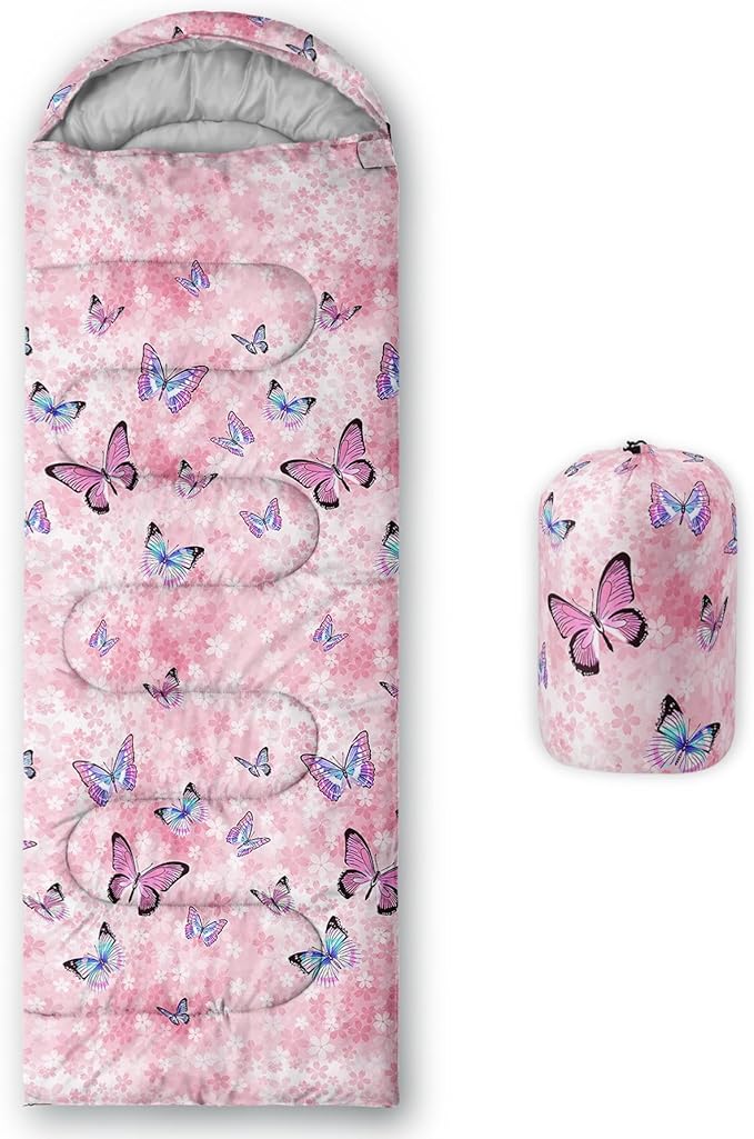 Kids Sleeping Bag for Boys Girls,Checkerboard Cat Print-Lightweight Warm Portable Outdoor Indoor-Waterproof Cold Weather Resistant Sleeping Bag for Camping Hiking