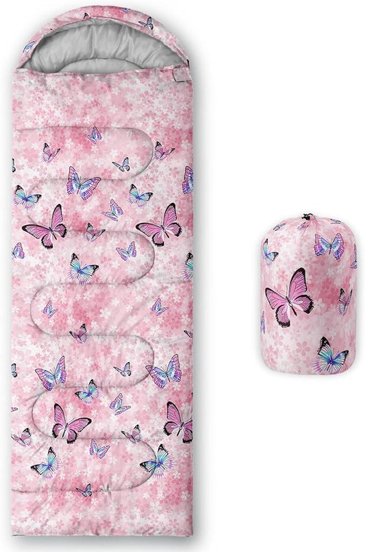 Kids Sleeping Bag for Boys Girls,Checkerboard Cat Print-Lightweight Warm Portable Outdoor Indoor-Waterproof Cold Weather Resistant Sleeping Bag for Camping Hiking