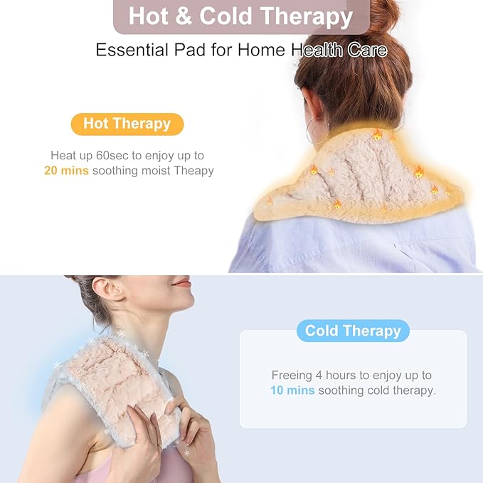 SuzziPad Microwavable Heating Pads for Discomfort Reducing, 7x16 Heating Pad Microwavable, Muscle Ache, Soothing Fatigue for Neck and Shoulder, Rice Heating Pad Microwavable, Warm Compress, Beige