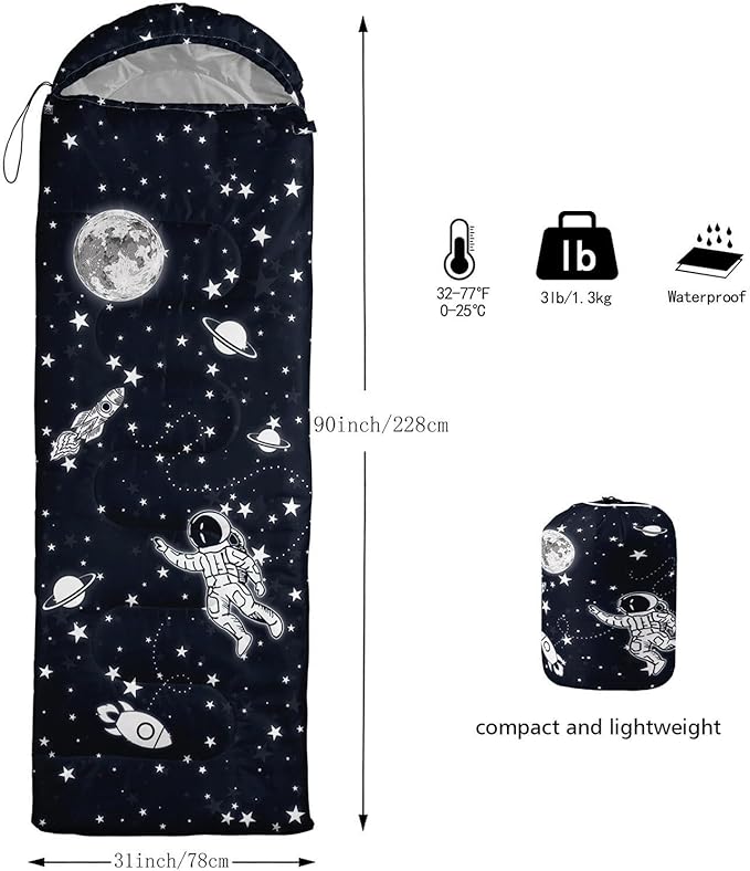 Kids Sleeping Bag for Boys Girls,Checkerboard Cat Print-Lightweight Warm Portable Outdoor Indoor-Waterproof Cold Weather Resistant Sleeping Bag for Camping Hiking