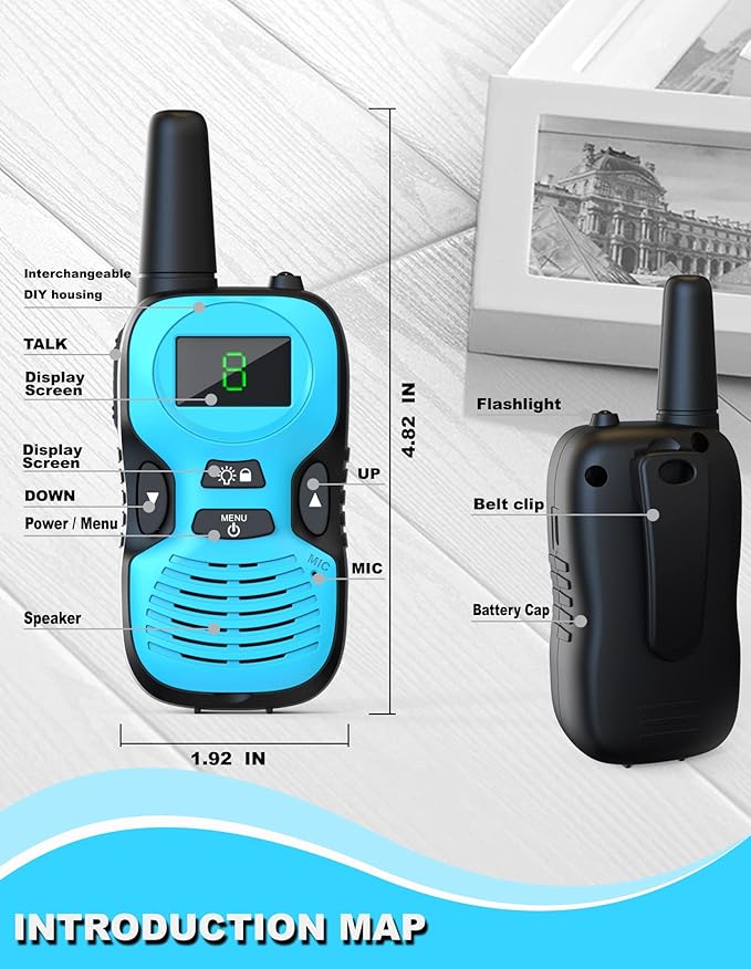 Walkie Talkies for Kids Rechargeable 2 Pack: Walkie-Talkies for Kid - Walky Talky for Kids - Long Range Outdoor, Hiking, Camping Toys for 3-12 Year Old Girls Boys Gifts Christmas Games