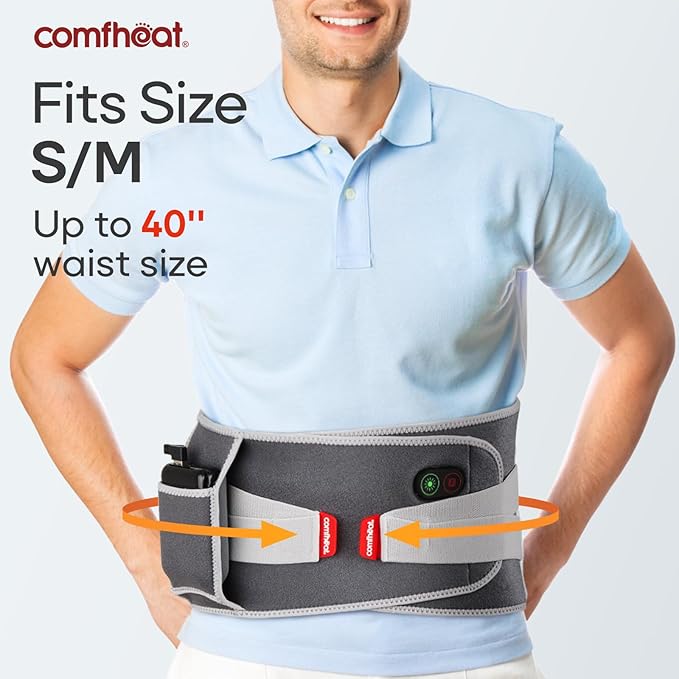 Cordless Heating Pad with Vibration Massage for Back Pain Relief, 10000mAh Long Lasting Battery Portable Lower Back Massager Heated Back Brace Father's Day Gifts, for Dad Mom, Fits Size S/M