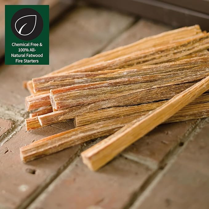 Plow & Hearth 40 LB Fatwood Fire Starter, Organic Kindling Sticks, Non Toxic All Natural Firestarters for Wood Stoves Fireplaces Campfires Fire Pits, Easy Ignition Fat Wood