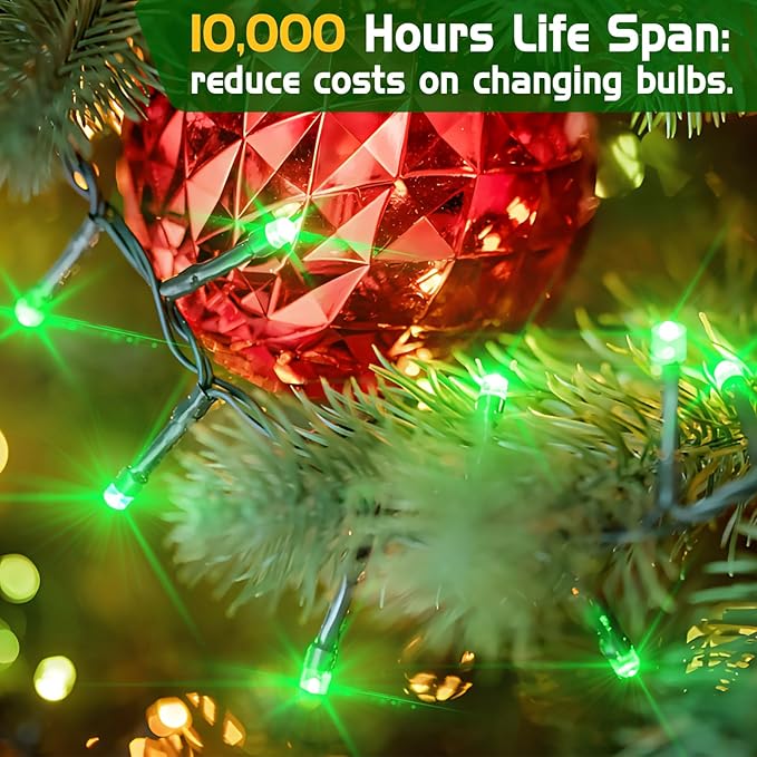 XURISEN 200FT Super Long String Lights, 500 LED 8 Modes & Memory Timer Plug in Twinkle Fairy Lights Decor for Home Xmas Party Wedding