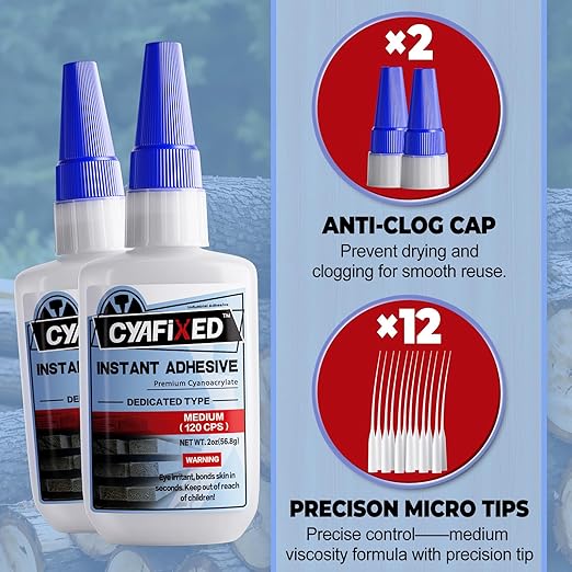 Wood Super Glue 113.6 Gram 4oz, Clear Instant Medium Cyanoacrylate Adhesive Liquid for Woodworking Wooden Crafts Furniture Repairs, All Purpose Strong CA Glue for Metal Glass Plastic Ceramic Leather
