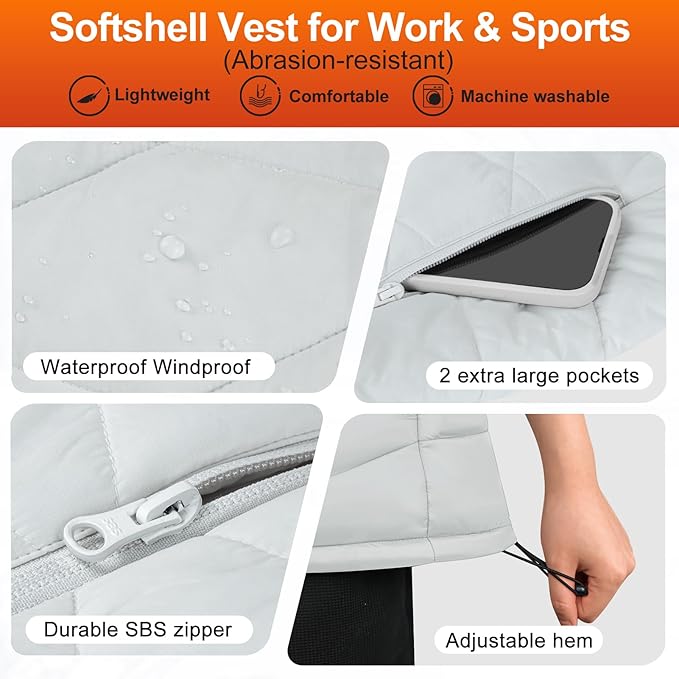 Heated Vest Women with Battery Pack Included, Smart Controller, Lightweight Electric Heating Jacket, Light Out Design