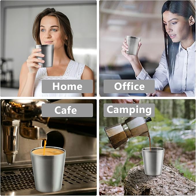 Stainless Steel Insulated Mugs, Metal Tumbler Double Wall Vacuum Water Glasses,Reusable Beer Cups for Camping bbq Party Coffee(10oz-8Pcs)