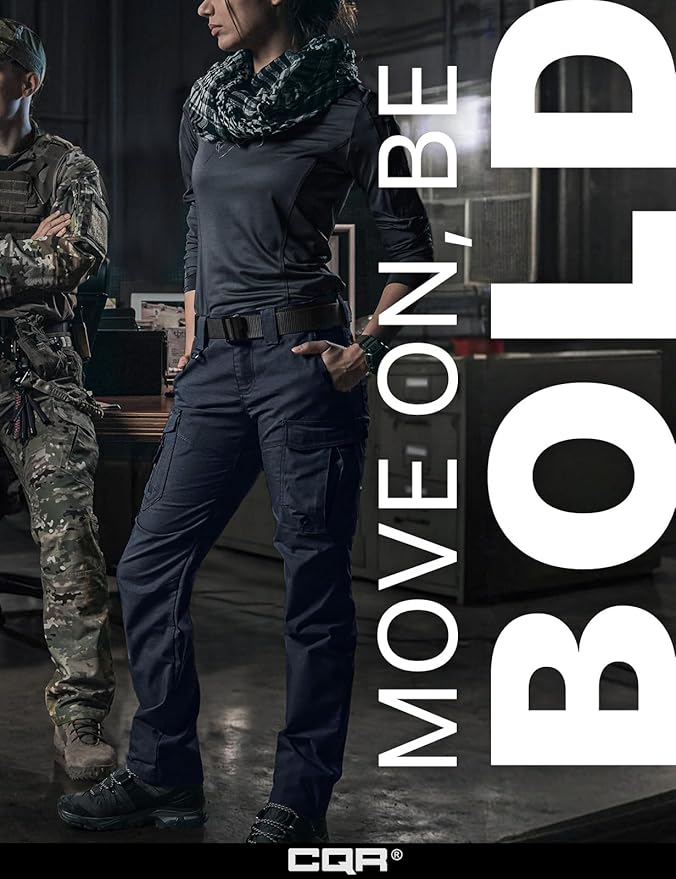 CQR Women's Flex Stretch Tactical Pants, Water Resistant Ripstop Cargo Work Pants with Pockets for Outdoor & Hiking
