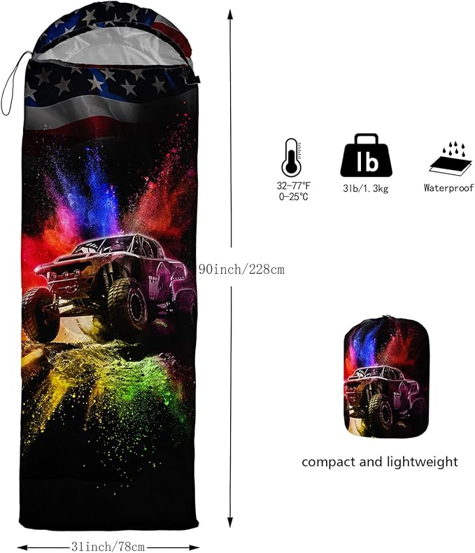 Print sleeping bag,sleeping bags,Outdoor Camping Sleeping Bag,Suitable For Children Boys And Girls Portable,Waterproof,Compact And Lightweight,Great For Outdoor Camping,Backpacking And Hiking