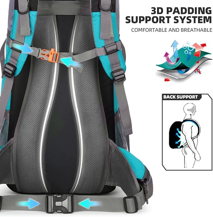 70L Hiking Backpack with Rain Cover Lightweight Travel Backpack Waterproof Camping Backpack