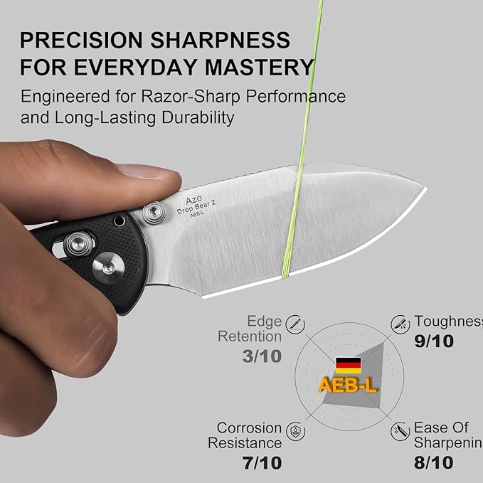 Kizer Drop Bear 2 Pocket Knife, 2.84" AEB-L Drop Point Blade Folding Knife with Black G10 Handle, Clutch Lock EDC Knives with Jimping on Spine for Men Women V3619.2KD1