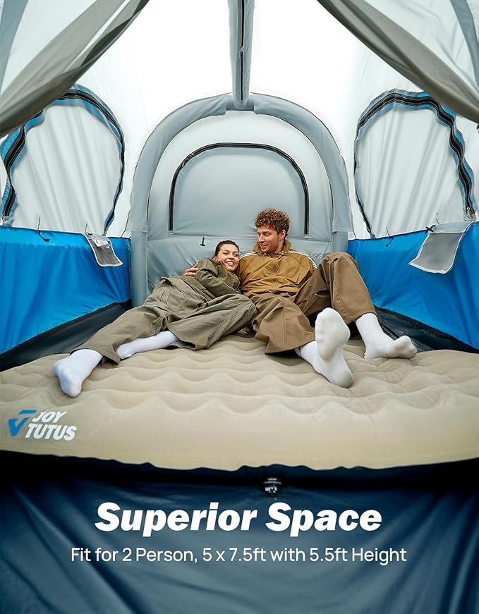 JOYTUTUS Inflatable Truck Bed Tent 5.5-6.5FT with Awning, Includes Air Pump for Quick 30 S Setup, Dual-use Pickup or Camping Tent for 2 Person, Truck Tent with Waterproof Roof Shade and 3 Windows