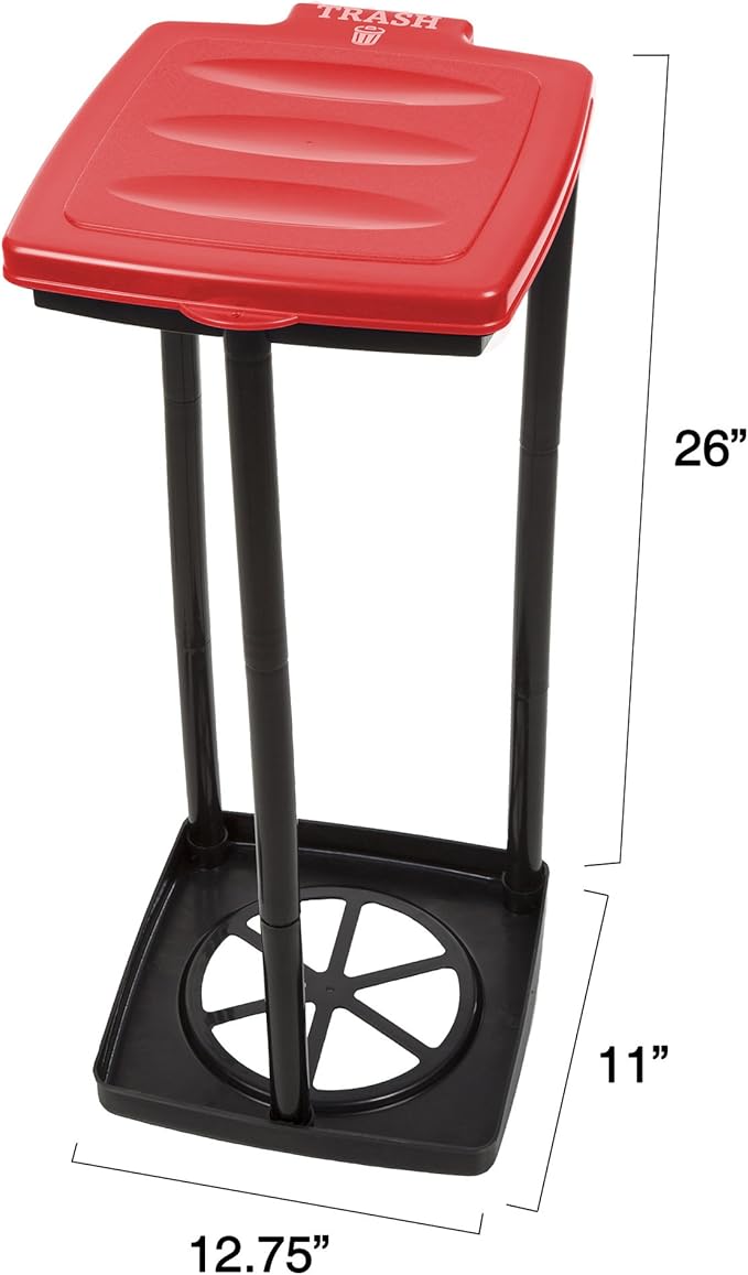 Wakeman Portable Trash Bag Holder – Collapsible 13-Gallon Garbage Bin for Indoor/Outdoor Use, Camping, Recycling, and Parties – Durable Plastic Trash Can Outdoors (Red)