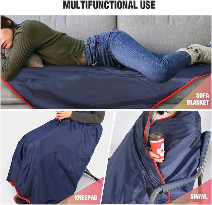REDCAMP Large Waterproof Stadium Blanket for Cold Weather, 79”x 79” Soft Warm Fleece Windproof Camping Blanket for Camping, Hiking, Traveling, Sporting Events (Dark Blue)