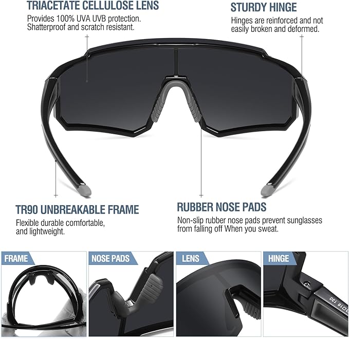 DUCO Polarized Sports Sunglasses for Men Women UV400 Protection Baseball Cycling Running Fishing Sunglasses DC0068