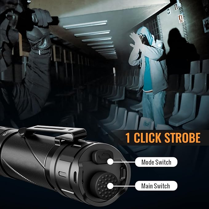 Sofirn SK30 Tactical Flashlight Rechargeable 3000 High Lumens Pocket Flashlight Dual Switches 6 Modes Super Bright IP68 LED Flashlight for Camping, Home, Emergency, Rescue, Hunting, Inspection, Repair