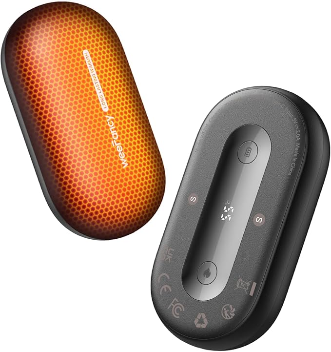 Hand Warmers Rechargeable 2 Pack, Magnetic Alloy Handwarmer 7000 mAh Reusable, Instant Heating UP to 131°F, 15 Hours Long Lasting Palm Pocket Heater, Gifts Packing for Christmas,Hunting,Camping,Golf