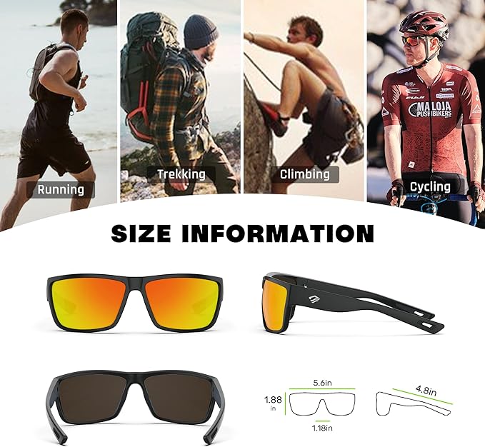 TOREGE Polarized Sports Sunglasses for Men and Women Cycling Running Golf Fishing Sunglasses TR26