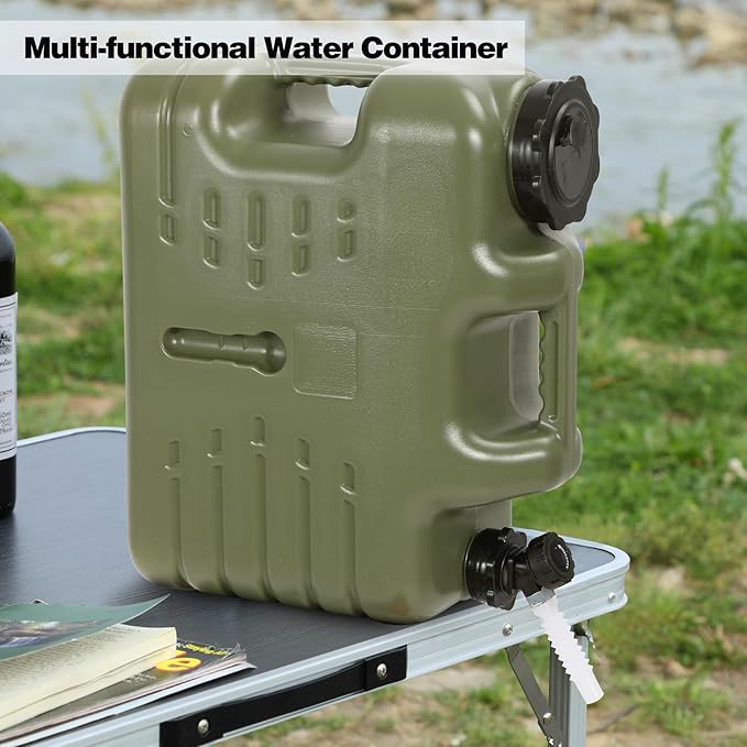 RedSwing 4 Gallon/18.5L Thickened Portable Water Container with Spigot, Water Storage Carrier for Camping Outdoor Hiking, BPA Free,Green