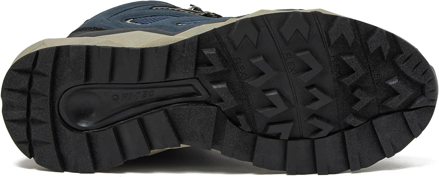 HI-TEC Valley Geo Mid Waterproof Hiking Boots for Men, Lightweight Breathable Outdoor Trekking and Trail Sneakers, Sizes 7 to 15