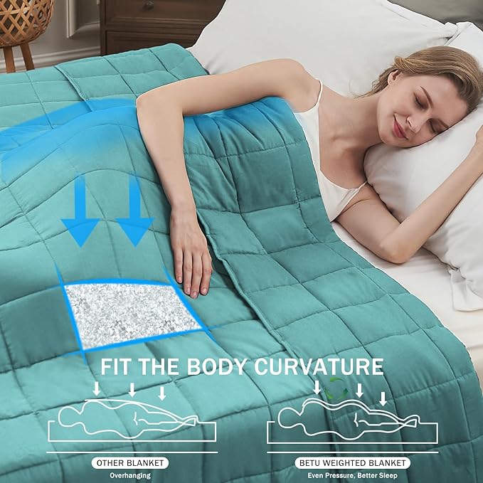 Teal Weighted Blanket for Adults 12lbs, 48"x72" Twin Size Cooling Heavy Blanket for 110-130lbs with Premium Glass Beads, Soft Thick Big Blankets for All-Season Sleeping Comfort Breathable